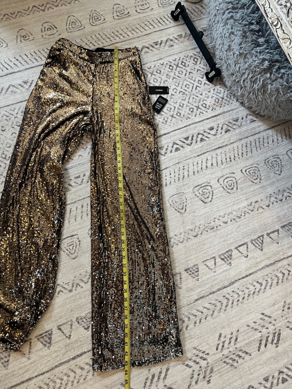 Express Metallic Sequin pants with pockets - Bronze - Picture 8 of 11